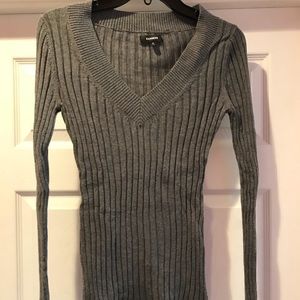 Express V-neck Grey Gray Sweater Size Medium